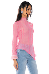 COULD YOU IMAGINE FITTED TURTLE NECK WITH FEATHER DETAILS