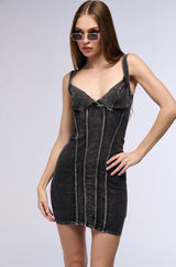 COVER STAR MINERAL WASH KNIT MINI DRESS