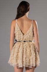 CRAZY FOR YOU BELTED TIERED TULLE MINI DRESS
