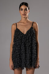 CRAZY FOR YOU BELTED TIERED TULLE MINI DRESS