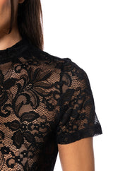 CRISTINA SHORT SLEEVE LACE T SHIRT IN BLACK