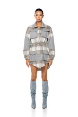 CUDDLE WEATHER PLAID MINI DRESS