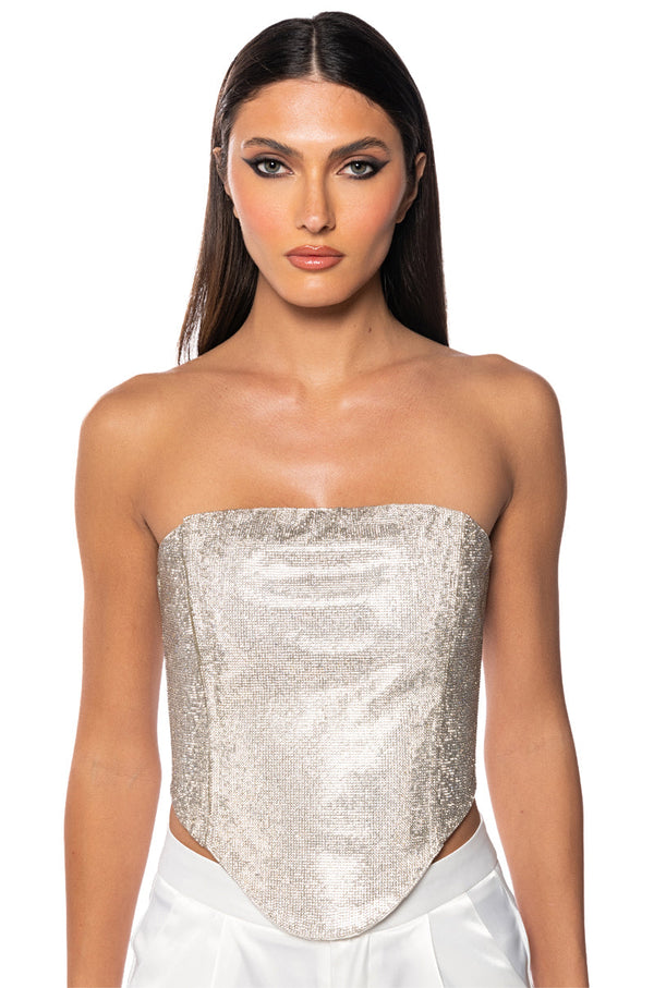 CUE THE LIGHTS SPARKLE CORSET TOP