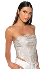 CUE THE LIGHTS SPARKLE CORSET TOP