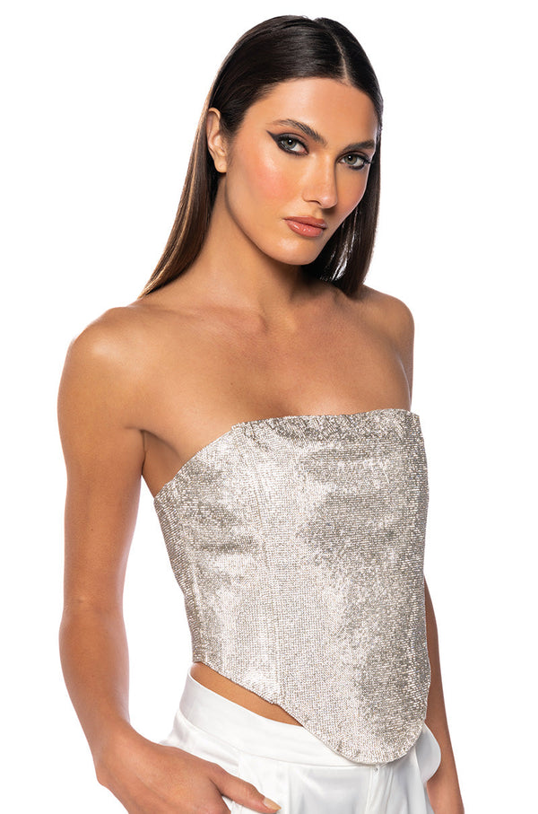 CUE THE LIGHTS SPARKLE CORSET TOP