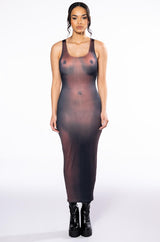 CUERPO PRINTED SCOOP NECK SLEEVELESS MAXI DRESS