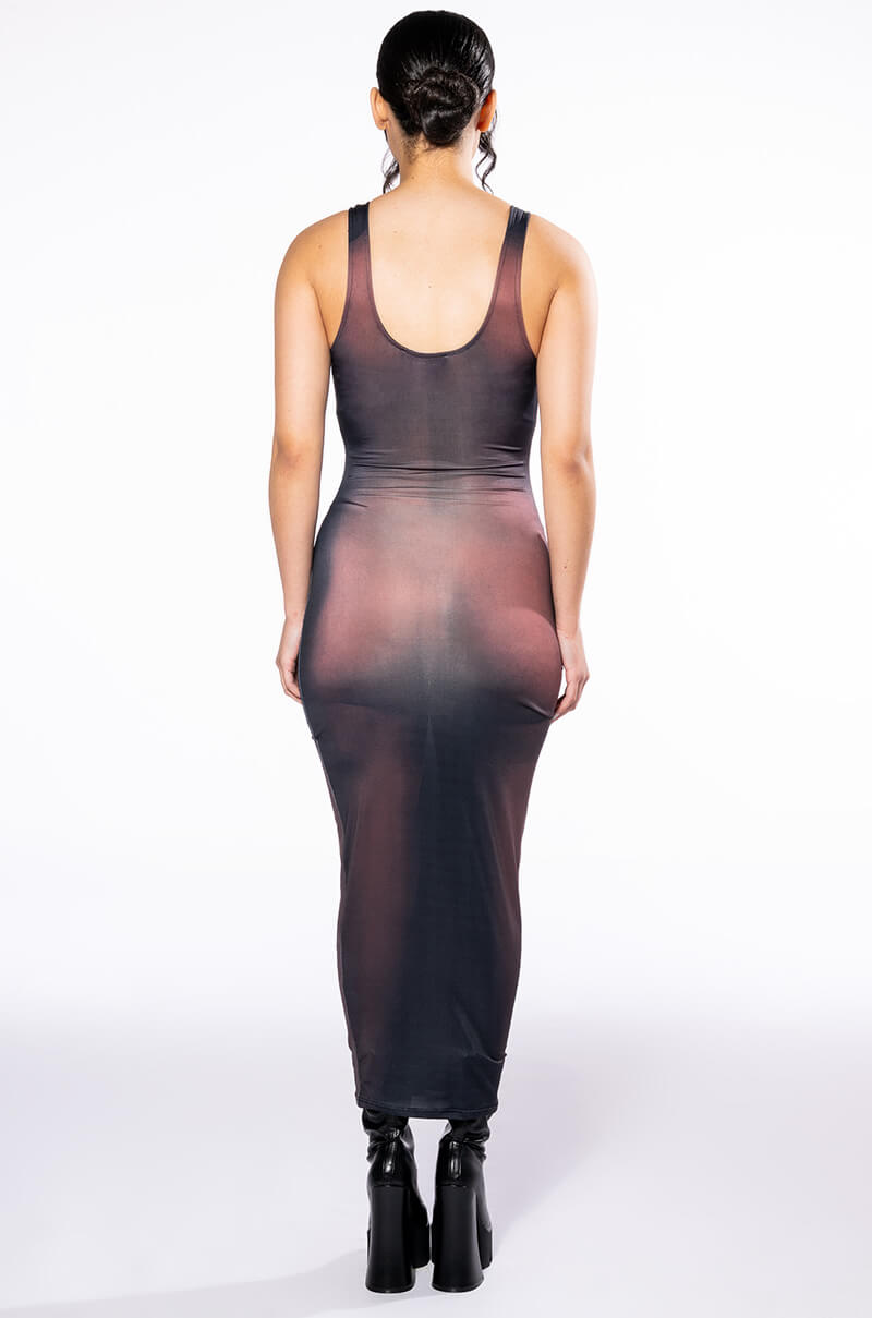 CUERPO PRINTED SCOOP NECK SLEEVELESS MAXI DRESS