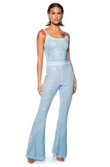 CUFF IT EMBELLISHED MESH FLARE LEG TROUSER