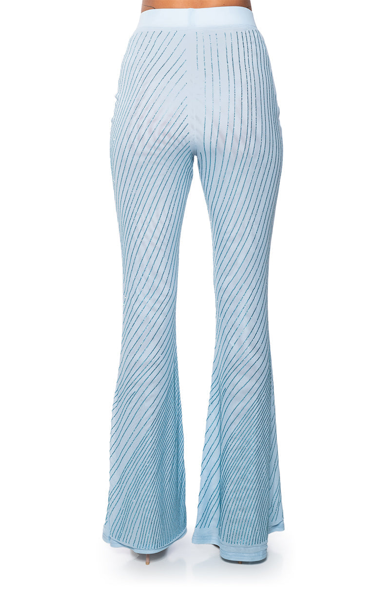 CUFF IT EMBELLISHED MESH FLARE LEG TROUSER