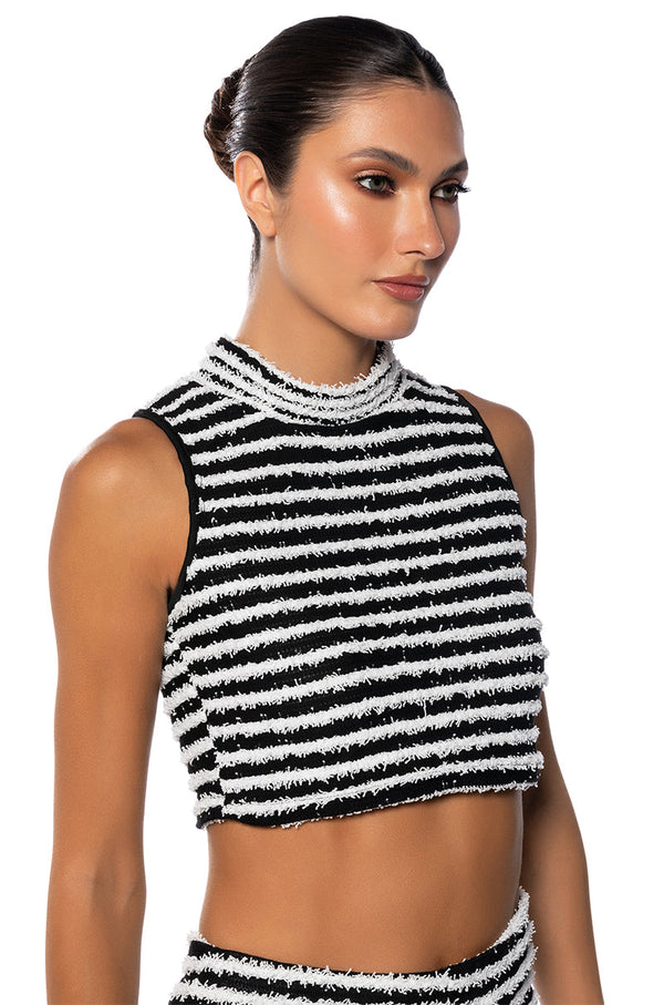 CUT HIM OFF STRIPED TANK TOP