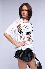 CUT HIM OFF SHORT SLEEVE DISTRESSED T SHIRT
