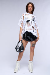 CUT HIM OFF SHORT SLEEVE DISTRESSED T SHIRT