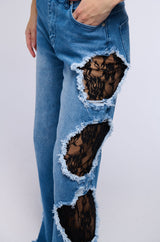 CUT OUT DETAIL WIDE LEG JEAN