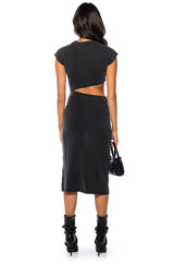 TERRY CUT OUT TSHIRT MIDI DRESS