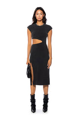 TERRY CUT OUT TSHIRT MIDI DRESS
