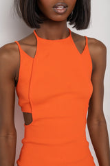 CUT TO THE POINT RIBBED MIDI DRESS