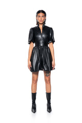 CUTE AND CLASSY PU BUBBLE MINI DRESS