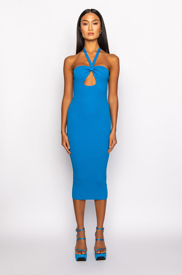 CUTOUT SWEATER RIBBED MIDI DRESS