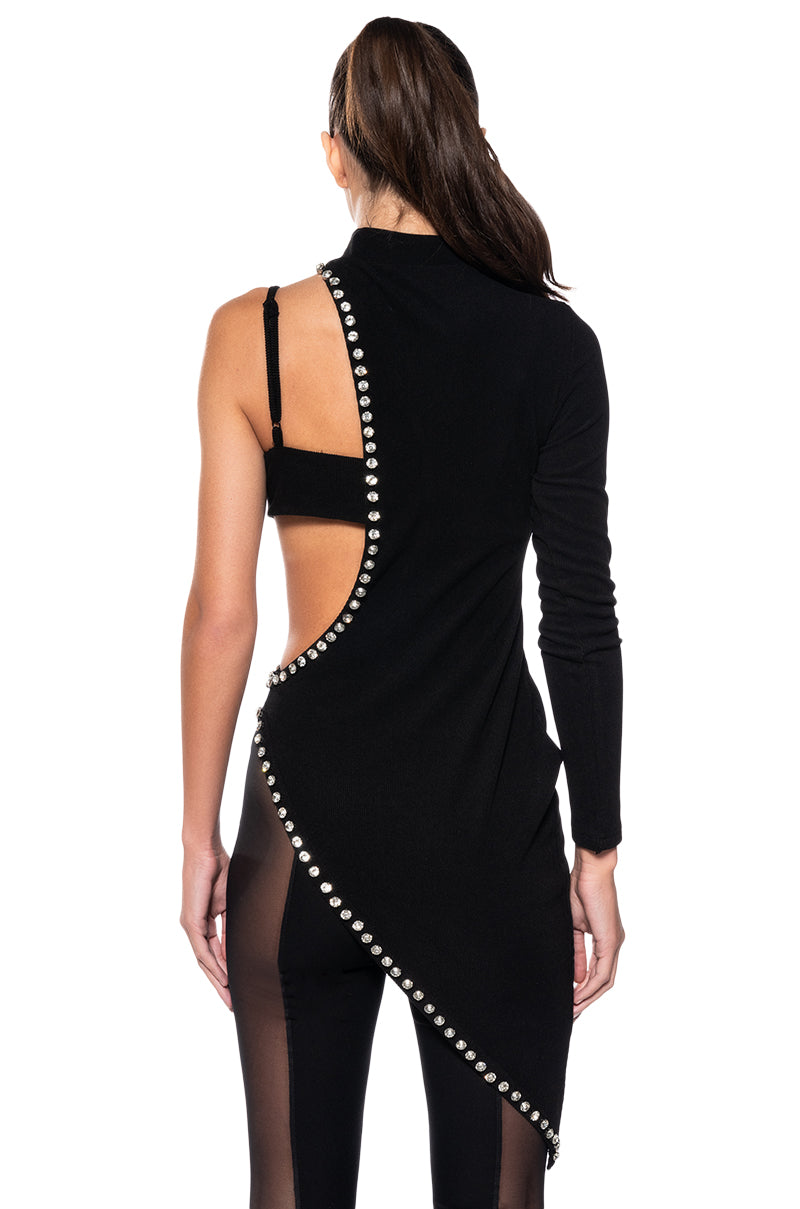 CYNTHIA KNIT EMBELLISHED BRA TOP