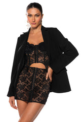 DAHLIA CORSET LINGERIE MINI DRESS IN BLACK