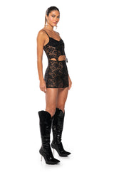 DAHLIA CORSET LINGERIE MINI DRESS IN BLACK