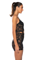 DAHLIA CORSET LINGERIE MINI DRESS IN BLACK