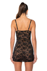 DAHLIA CORSET LINGERIE MINI DRESS IN BLACK