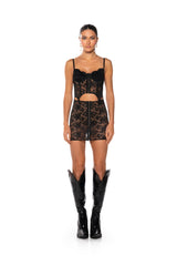 DAHLIA CORSET LINGERIE MINI DRESS IN BLACK