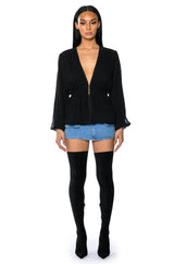 DAHLIA DEEP V PEPLUM BLOUSE