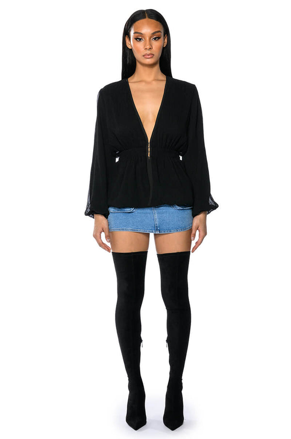 DAHLIA DEEP V PEPLUM BLOUSE