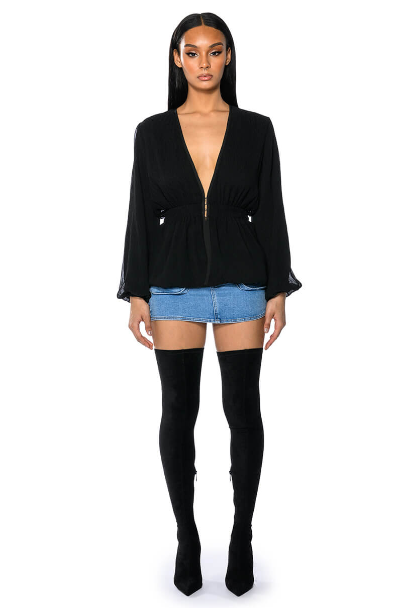 DAHLIA DEEP V PEPLUM BLOUSE
