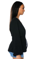 DAHLIA DEEP V PEPLUM BLOUSE