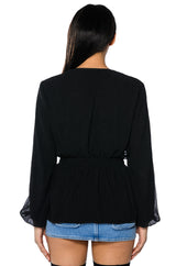 DAHLIA DEEP V PEPLUM BLOUSE