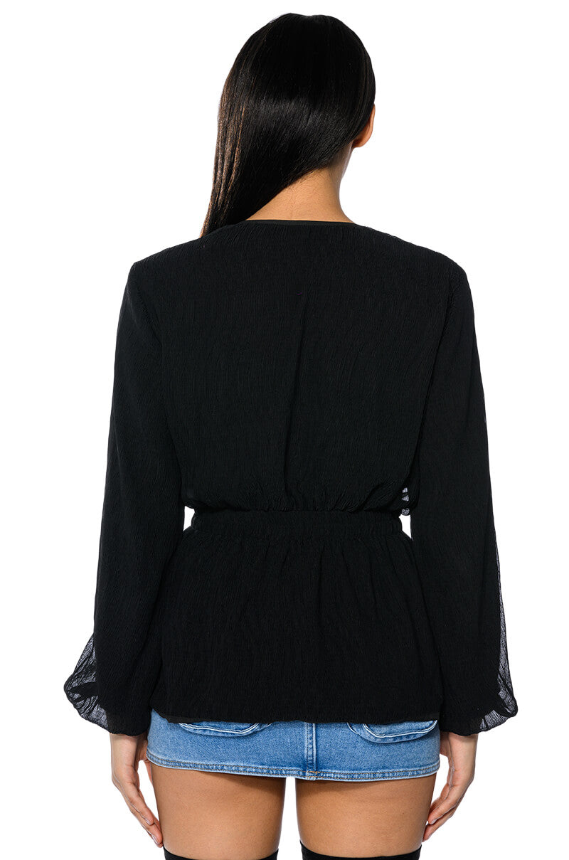 DAHLIA DEEP V PEPLUM BLOUSE