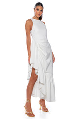 DANCE WITH ME RUCHED WAIST SLEEVELESS MAXI DRESS