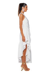 DANCE WITH ME RUCHED WAIST SLEEVELESS MAXI DRESS