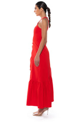DANCE WITH ME RUCHED WAIST SLEEVELESS MAXI DRESS