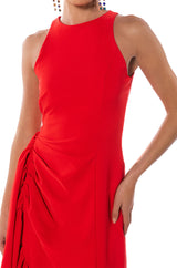 DANCE WITH ME RUCHED WAIST SLEEVELESS MAXI DRESS
