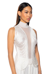 DANIELA FRINGE DETAIL SLEEVELESS MESH TOP