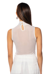 DANIELA FRINGE DETAIL SLEEVELESS MESH TOP