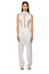 DANIELA FRINGE DETAIL SLEEVELESS MESH TOP