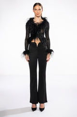 DARK ANGEL MESH FEATHER TRIM TOP