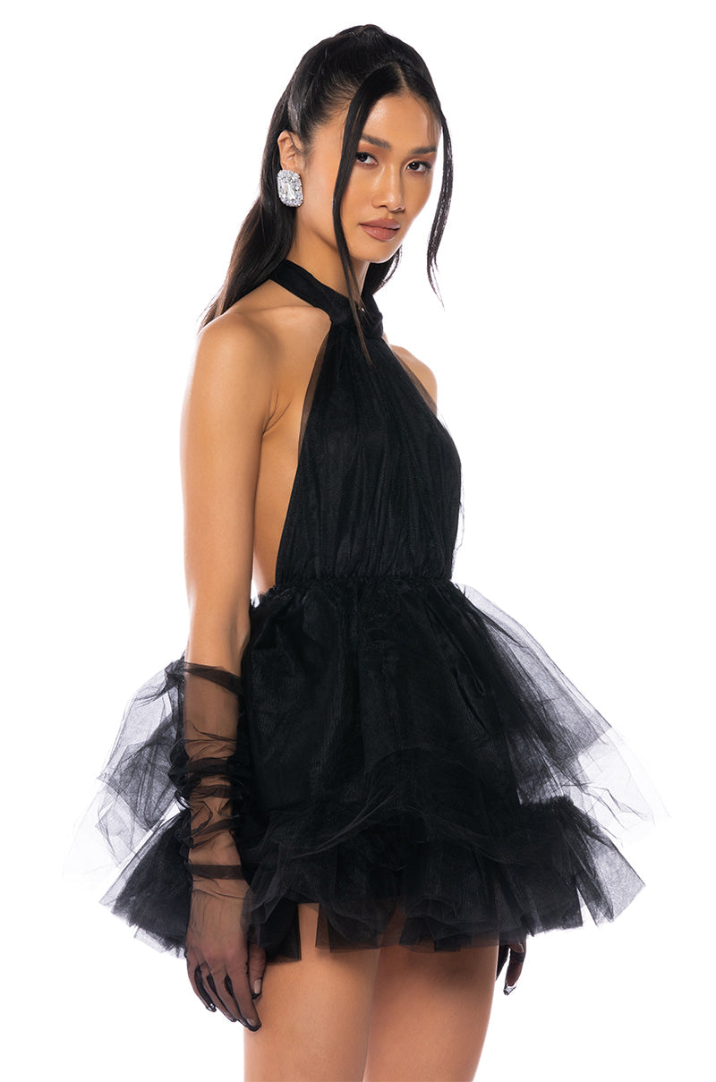 LIKE ITS NOTHING HALTER MINI DRESS