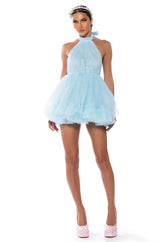 DARLING DIVA TULLE HALTER MINI DRESS