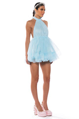 DARLING DIVA TULLE HALTER MINI DRESS
