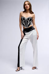 DAY TO NIGHT COLORBLOCKED SATIN TROUSER