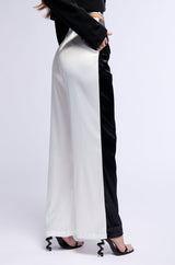 DAY TO NIGHT COLORBLOCKED SATIN TROUSER