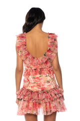DAYDREAMER FLORAL PLEATED RUFFLE MINI DRESS