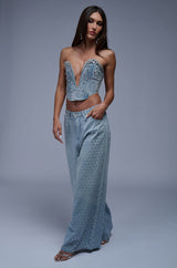 DAZZLED RHINESTONE STUDDED DENIM PANTS
