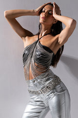 DAZZLING CHAINS HALTER TOP